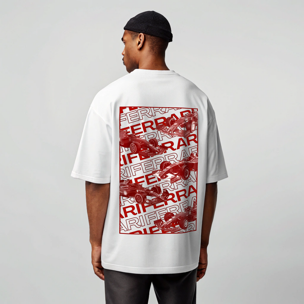 Ferrari Inspired Oversized T-Shirt | Unisex F1 Car Graphic Tee | Streetwear Racing Edition
