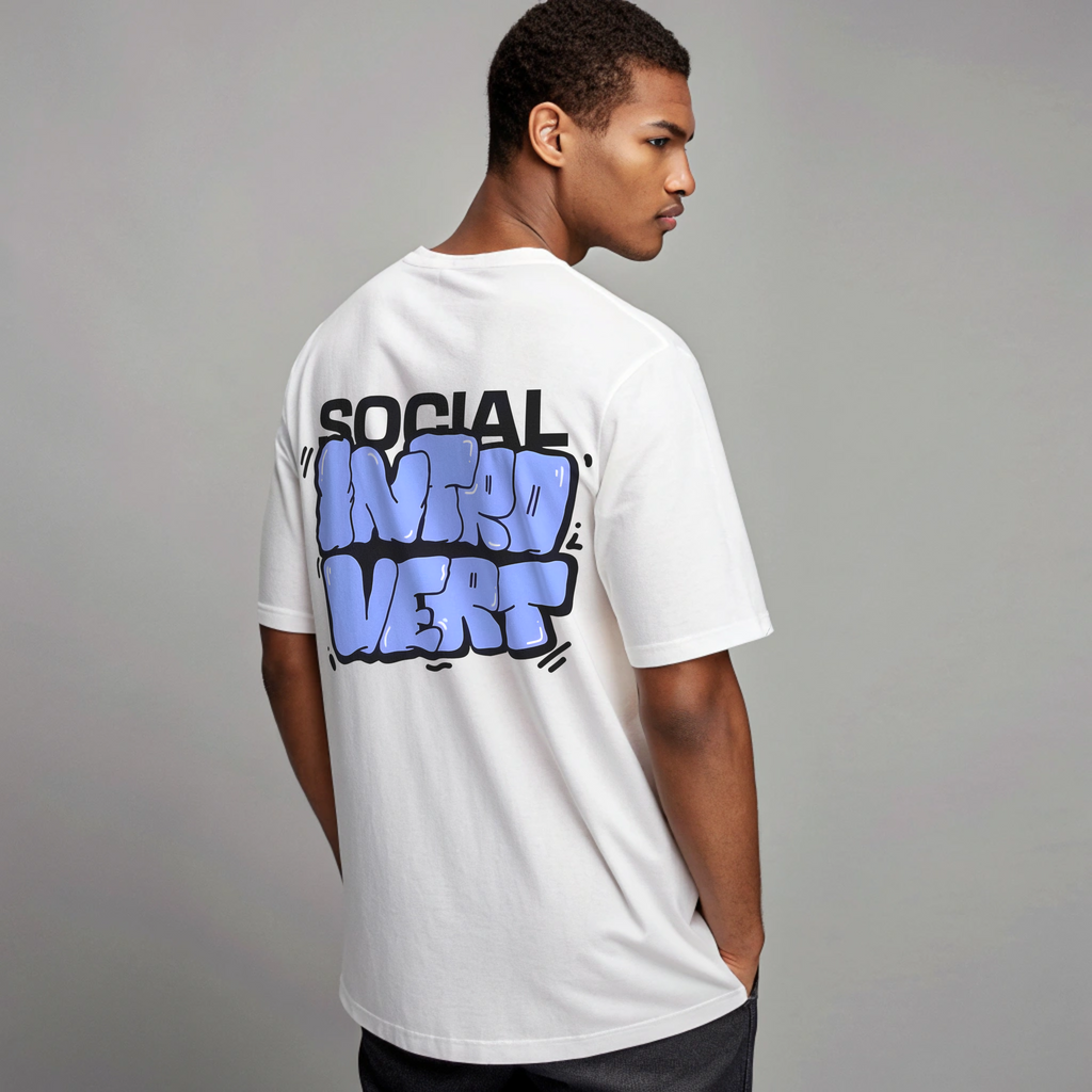 Social Introvert Graphic Oversized T-Shirt – White