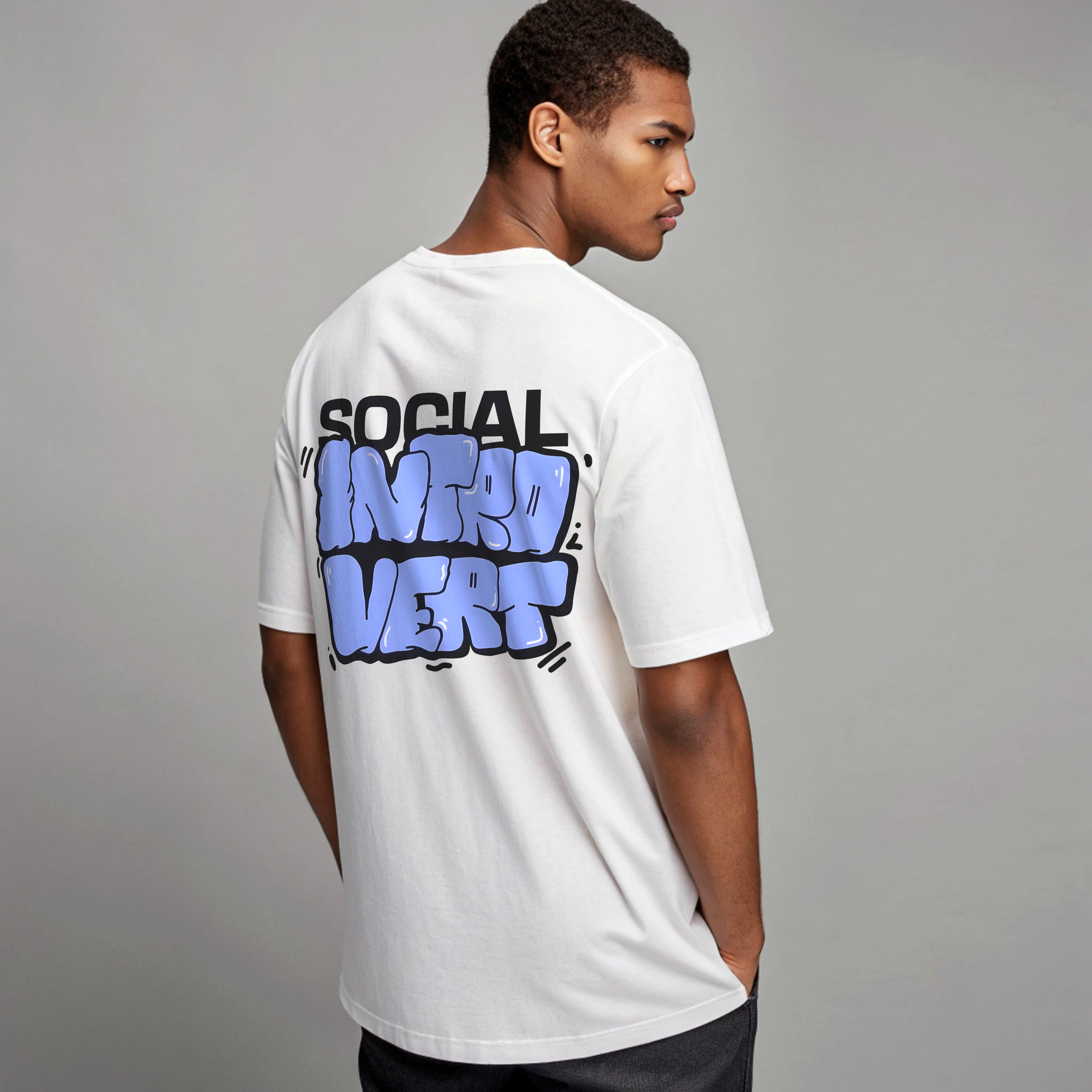 Social Introvert Graphic Oversized T-Shirt – White