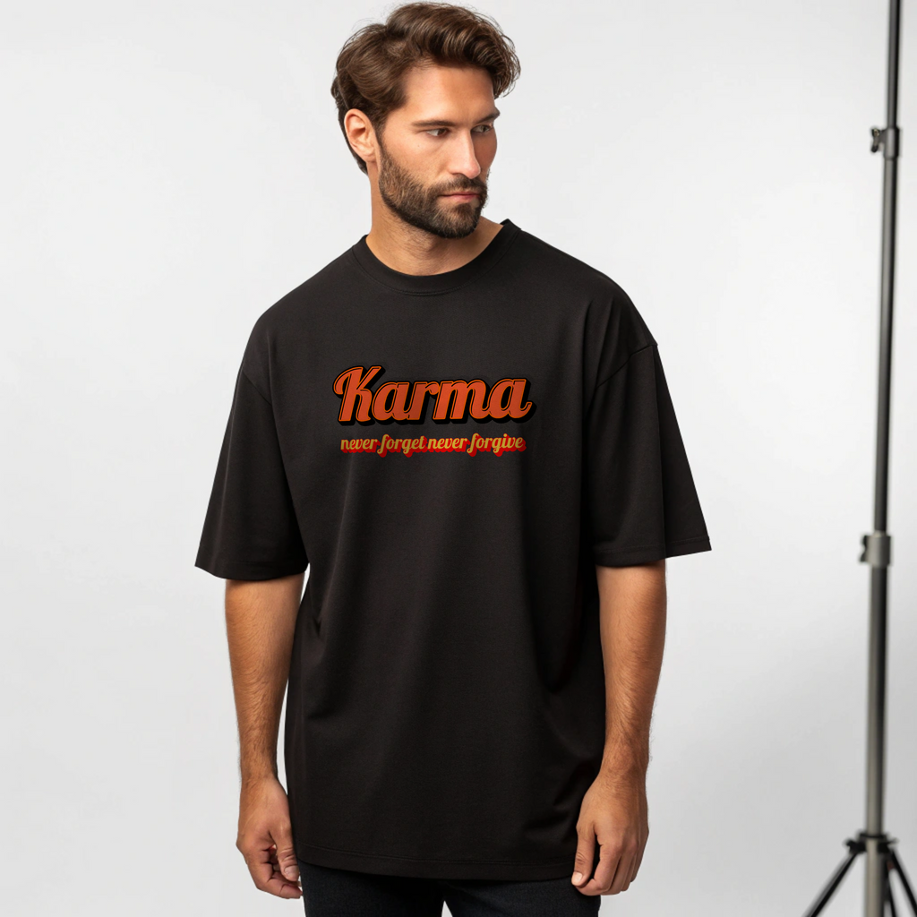 Karma Oversized Graphic T-Shirt – Black | Unisex Streetwear Tee