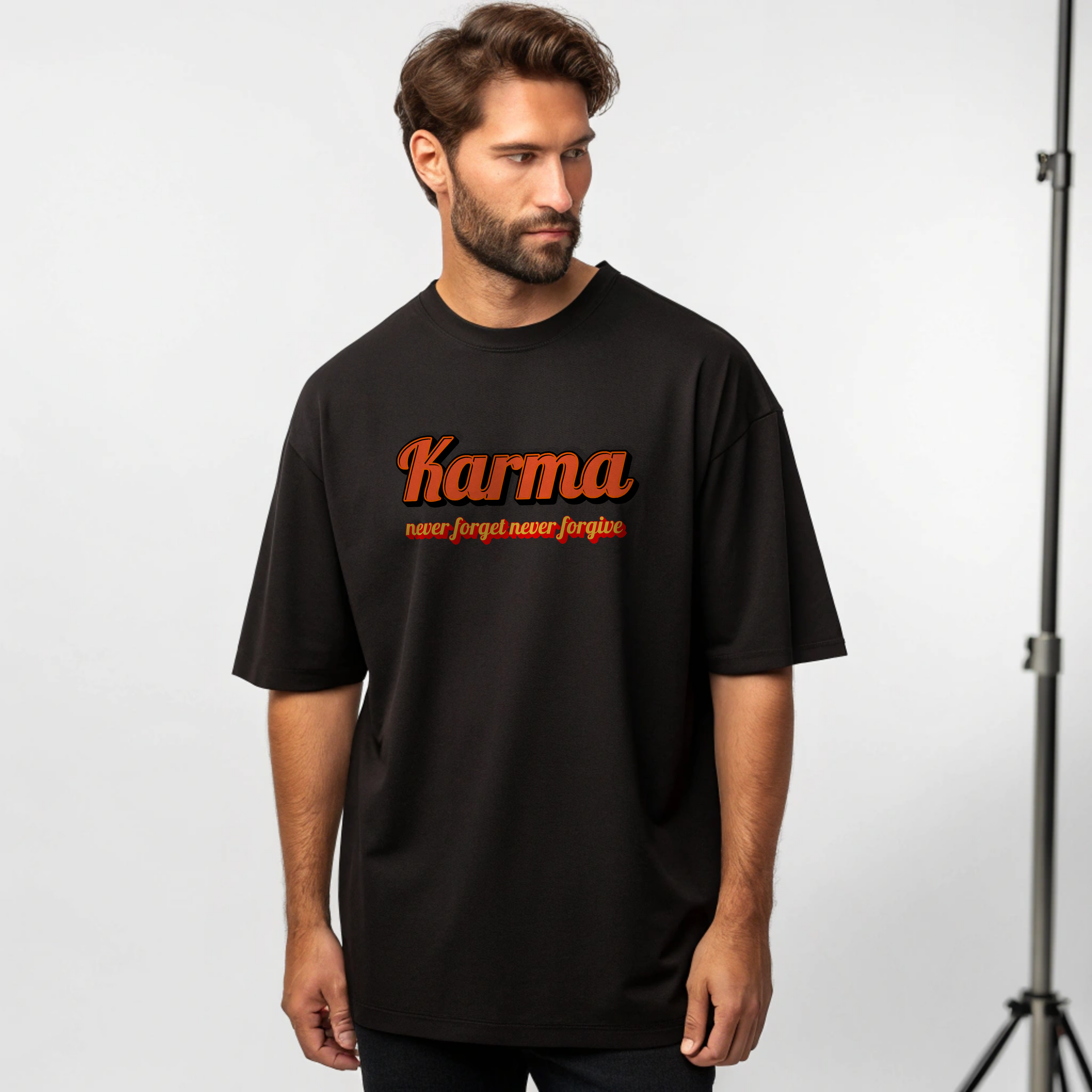 Karma Oversized Graphic T-Shirt – Black | Unisex Streetwear Tee