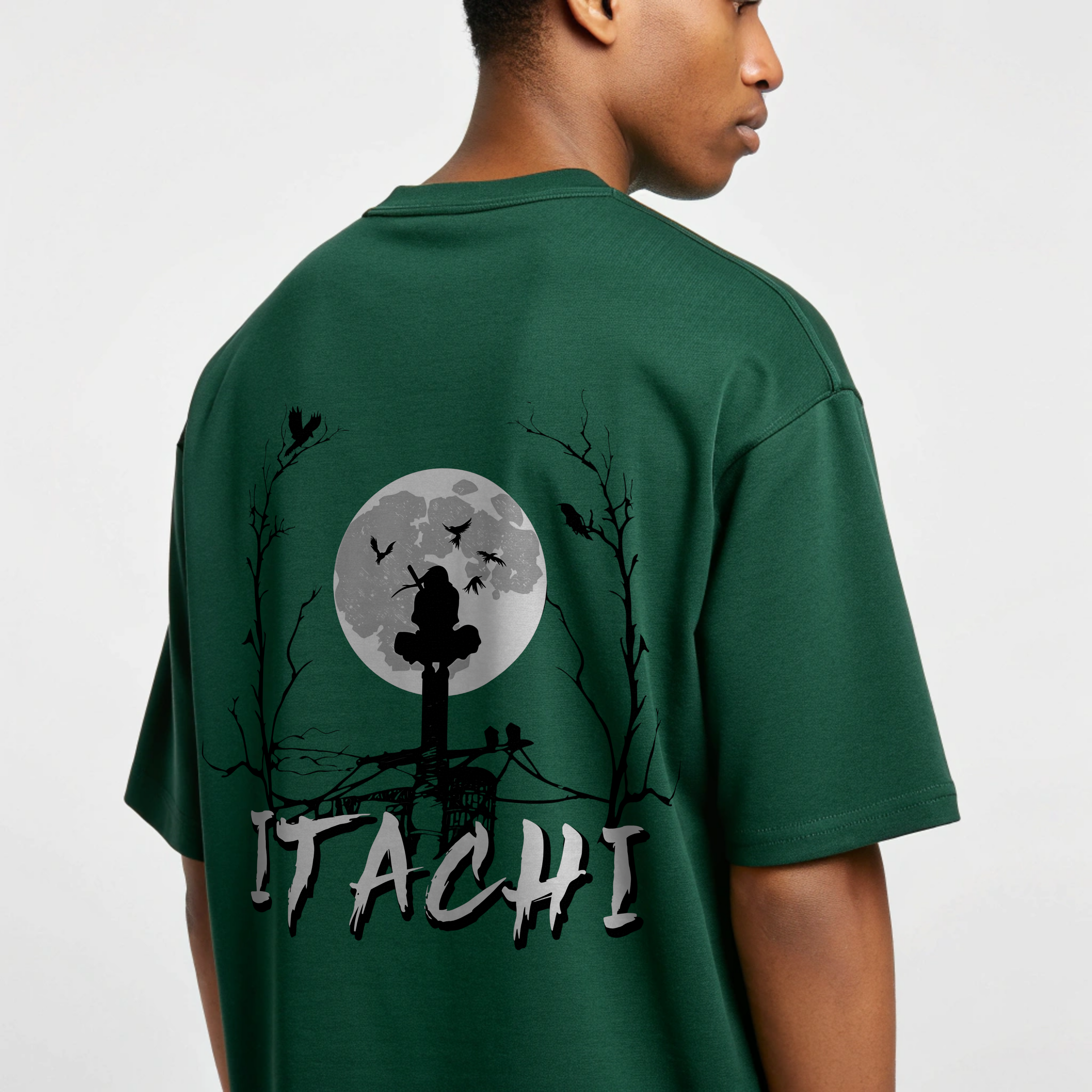 Itachi Oversized Graphic T-Shirt – Bottle Green