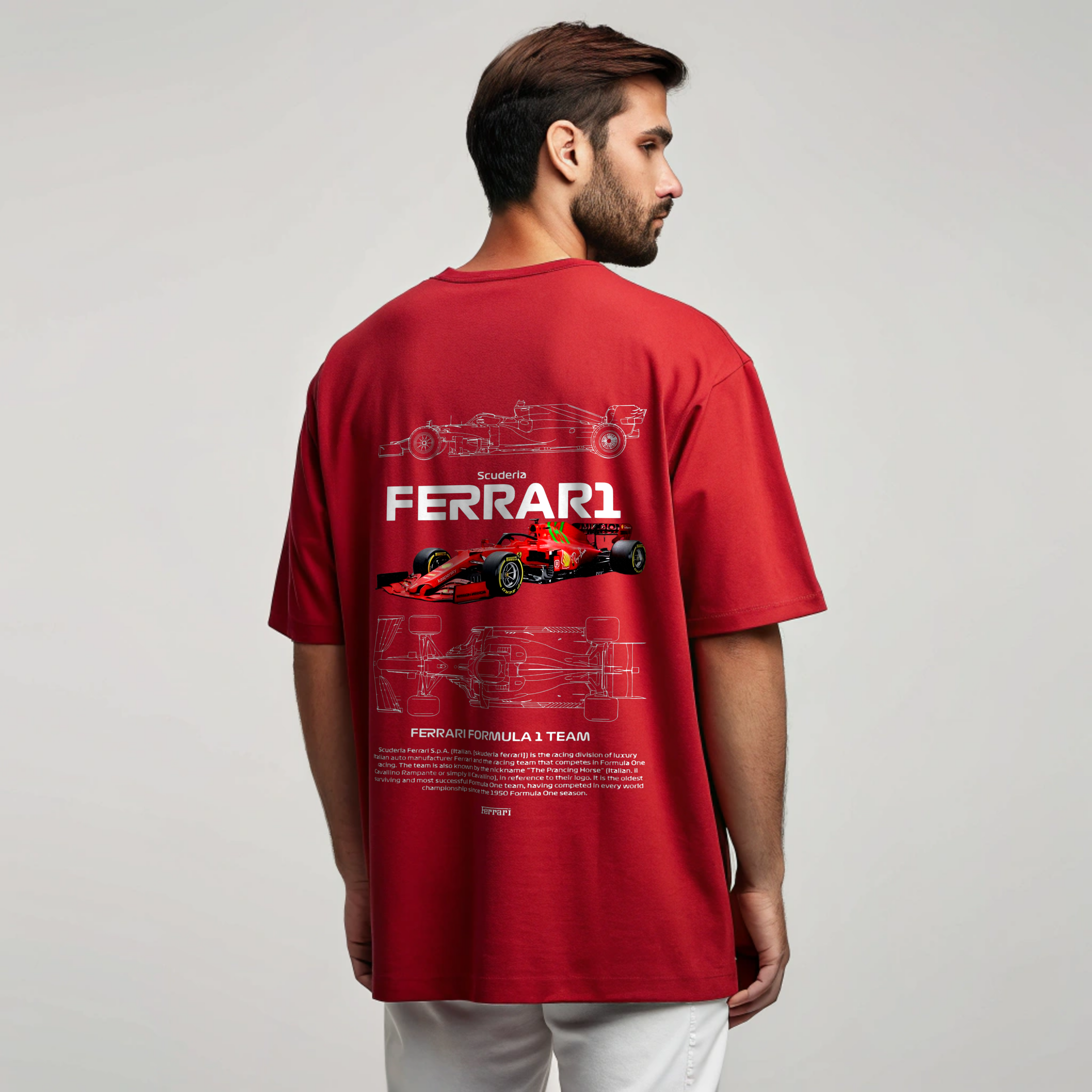 Ferrari F1 Oversized Graphic T-Shirt – Red | Scuderia F1 Streetwear