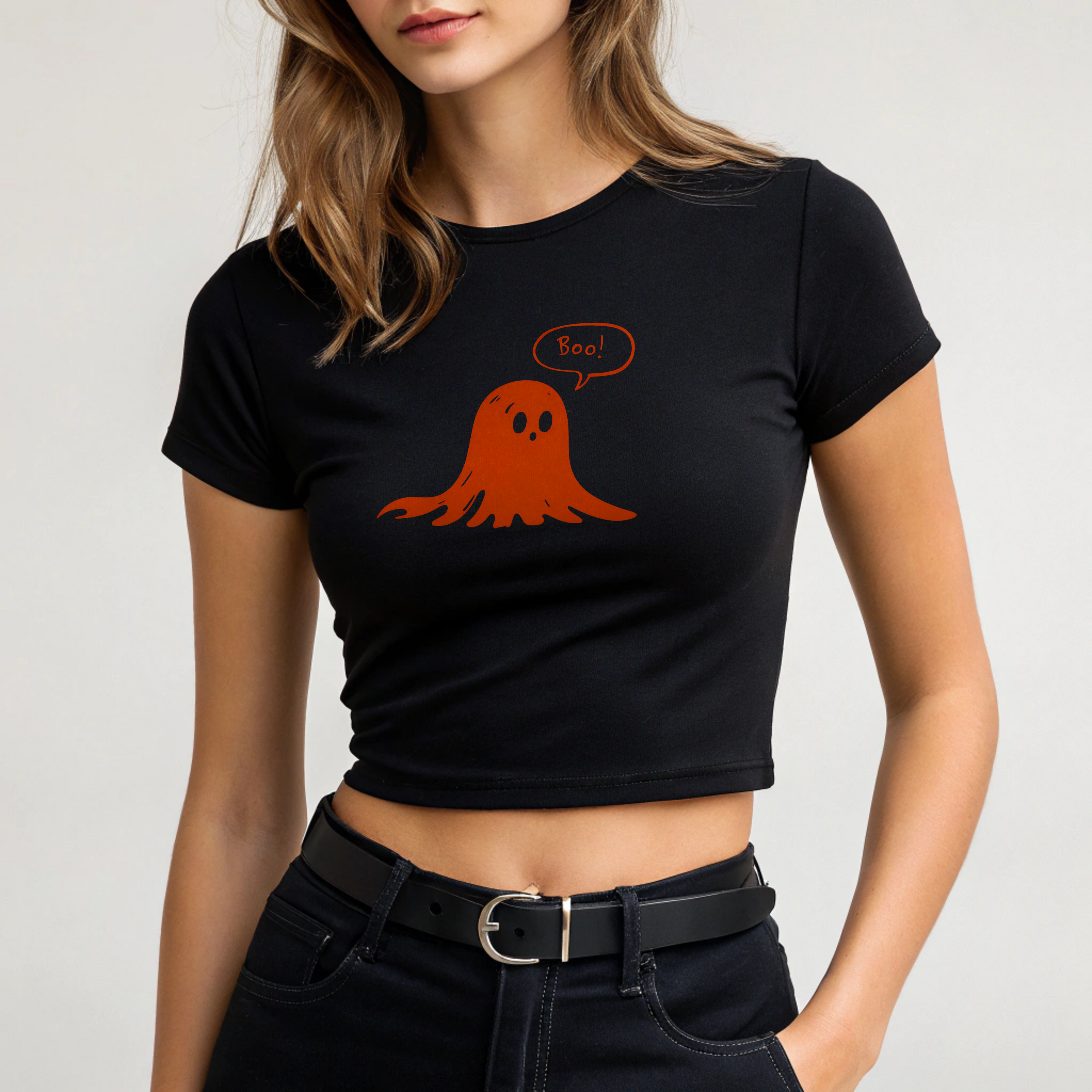 Women's Baby Tee – Bold Graphic Crop Top | Boo
